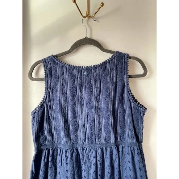 Prana Women's Kendell Eyelet Blue Cotton Mini Dress Medium - Picture 13 of 15